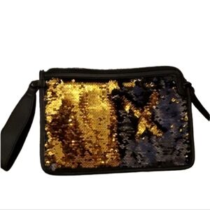Wristlet purse flip sequined gold black mini bag wallet wristlet